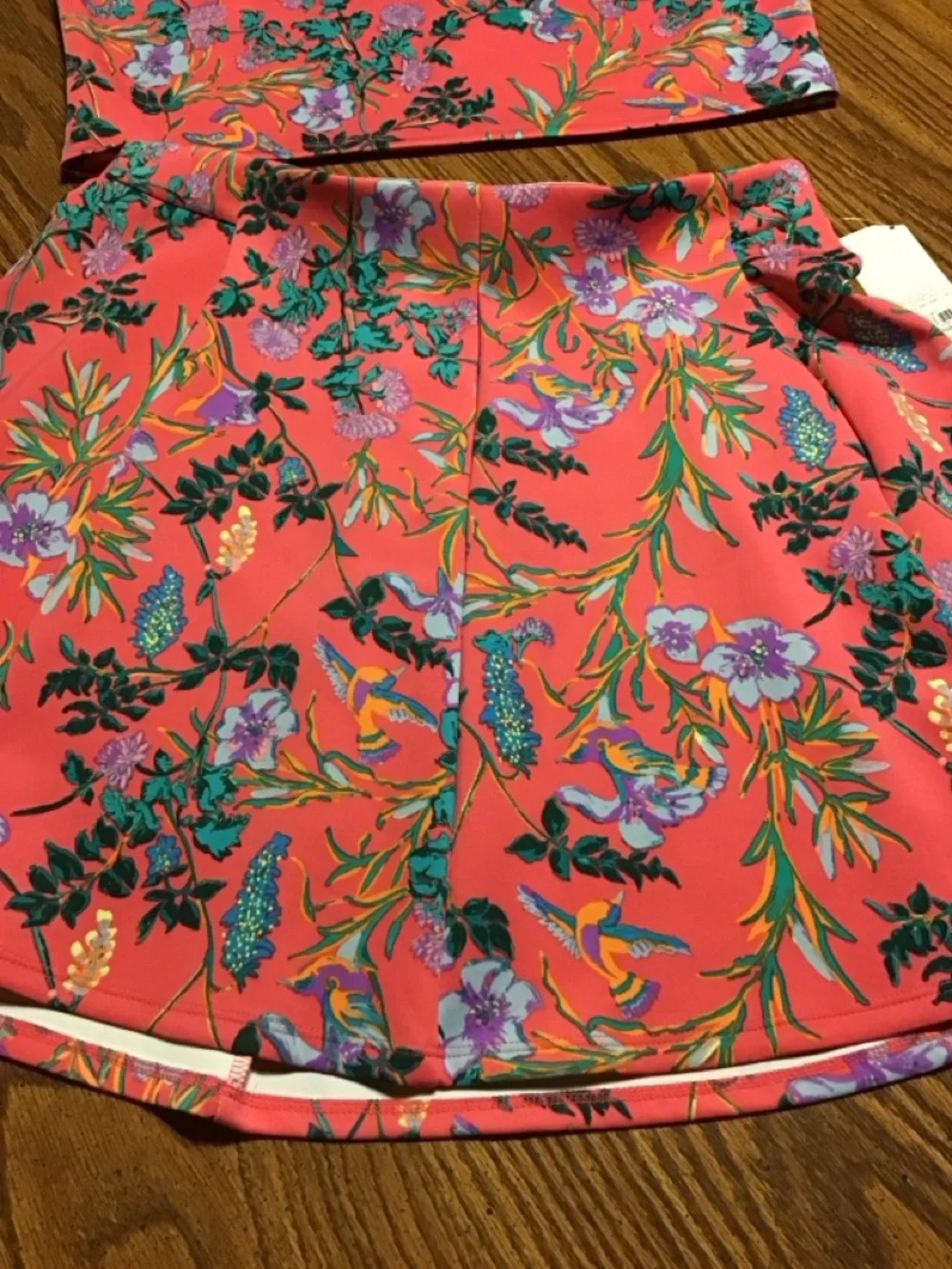 Floral Coral A-Line Women's Skirt and top NWT size XL